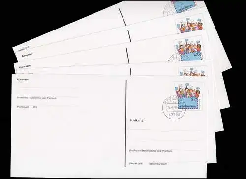 PSo 48/01-05 Kinderpostkarten-Set 1. Auflage Tagestempel KREFELD 25.9.1997