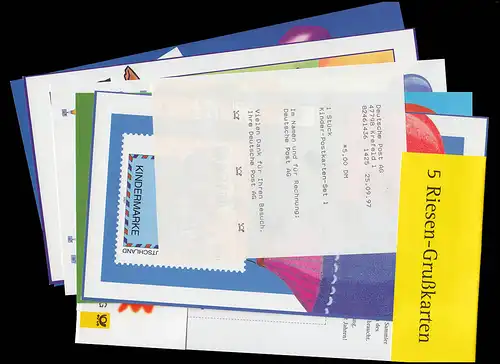 PSo 48/01-05 Kinderpostkarten-Set 1. Auflage Tagestempel KREFELD 25.9.1997
