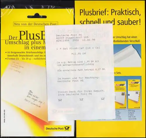 Boîte de 10 pièces USo 1 salle de bain Frankenhausen avec Quittung ET Düsseldorf 10.6.98