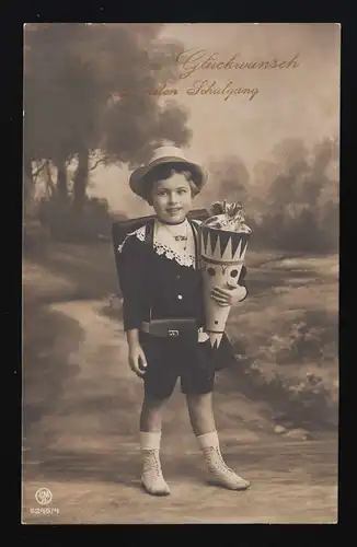 Photo AK P.M.B.5245/4 1. Course, Chapeau enfant, sac de ranzen, Markneukirchen 31.3.18