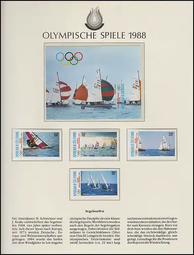Olympische Spiele 1988 Seoul - Elfenbeinküste Block + Satz ungezähnt Segeln **