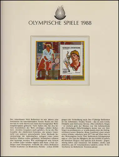 Olympia 1988 Séoul - Afrique centrale, ensemble + bloc, Steffi Comte, Boris Becker