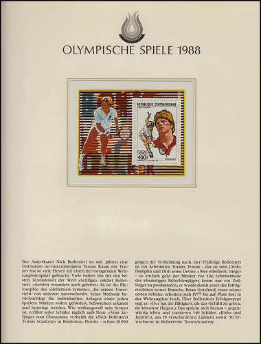 Olympia 1988 Seoul - Zentralafrika, Satz + Block, Steffi Graf, Boris Becker **