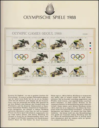 Olympia 1988 Seoul - Irland, Kleinbogen + Satz, Springreiten, Radrennfahren ** 