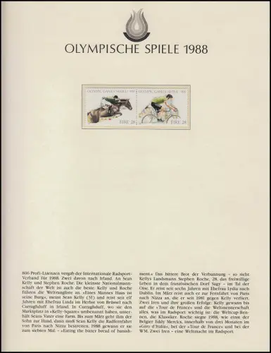 Olympia 1988 Séoul - Irlande, petit arc + jeu, saut, vélo **