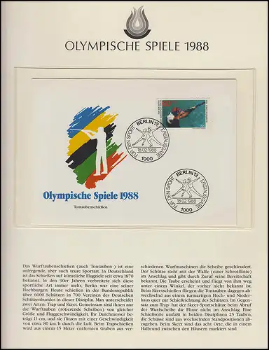 Olympia 1988 Seoul - Bund/Ber., 6 FDC, Tennis, Eiskunstlauf, Bonn/Berlin 18.2.88