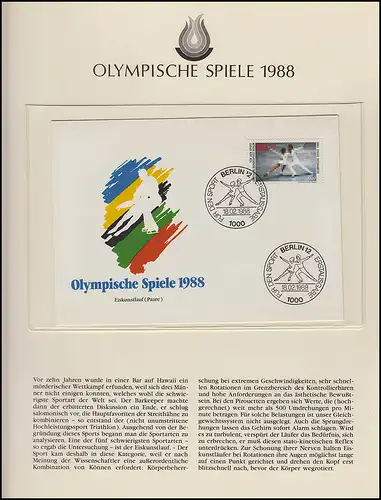 Olympia 1988 Seoul - Bund/Ber., 6 FDC, Tennis, Eiskunstlauf, Bonn/Berlin 18.2.88