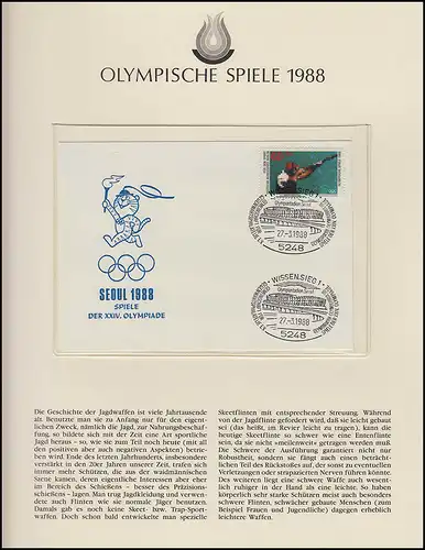 Olympia 1988 Séoul - Bund/Ber., 6 FDC, tennis, patinage artistique, Bonn/ Berlin 18.2.88