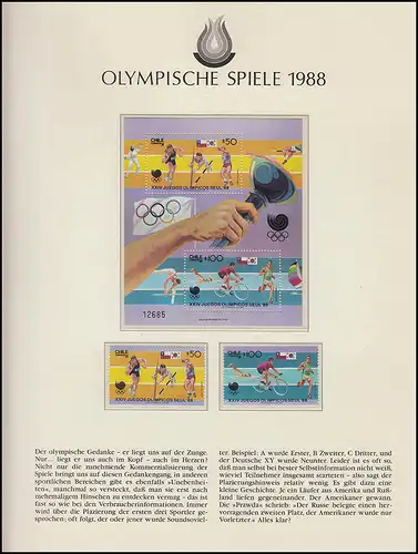 Olympia 1988 Seoul - Chile, Block + Satz, Schwimmen, Stabhochsprung, Fechten **