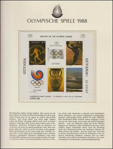 Olympia 1988 Seoul - Guayana, Block,  Antiker Sport Diskus Laufen + Stadion **