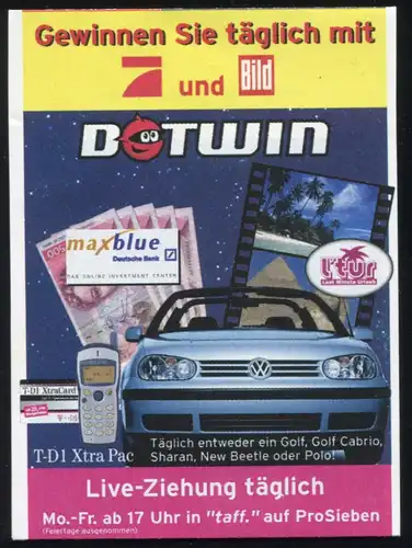 Autocollant FREEWAYSPECIAL pour tirage au sort DOTWIN ** / jour-O DÜSSELDORF 10.5.2001