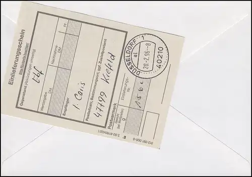 SKIP Selbstbedienungs-Modul: R-FDC DÜSSELDORF 1 - 20.2.1996 mit ATM-EF 450