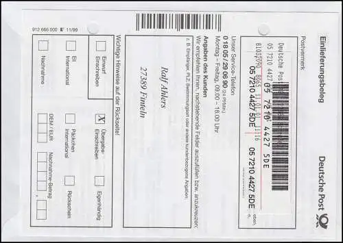 Sonder-R-Zettel Faszination ATM mit ATM-Gummidruck R-FDC SCHEESSEL 11.1.01