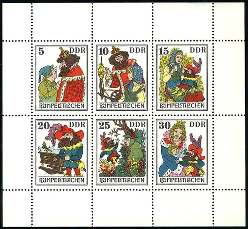 2187-2192 Märchen-Kleinbogen Rumpelstilzchen 1976, ** postfrisch