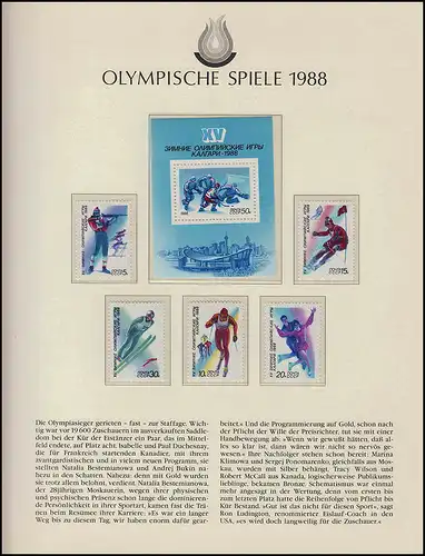 Olympia 1988 Calgary - UdSSR, Block + Satz, Eishockey, Biathlon, Eiskunstlauf **