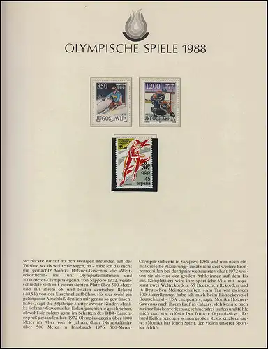 Olympia 1988 Calgary - Set Jugoslawien/ Spanien Satz + Marke Slalom Eishockey **