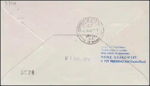 Lufthansa Premier vol R-Lettre DC 10 LH 518 Frankfurt Main/ Caracas 1.+ 2.4.1977