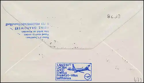 Lufthansa Premier vol R-Lettre Airbus A300 LH 254 Francfort-sur-le-Main/Vienne 1.4.1977