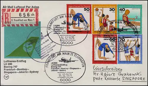Lufthansa Premier vol R-Lettre Boeing 747 LH 690 Francfort/Singapore 14/15.12.1976