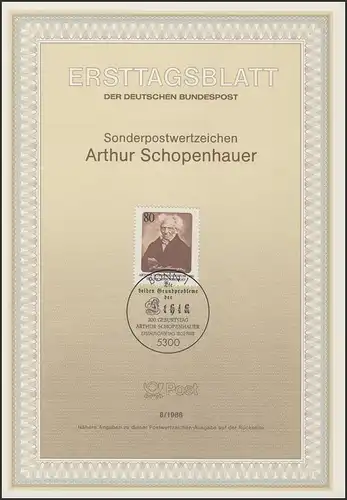 ETB 08/1988 Arthur Schopenhauer, Philosoph