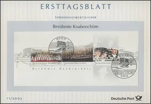 ETB 11/2003 Block 61 berühmte Knabenchöre