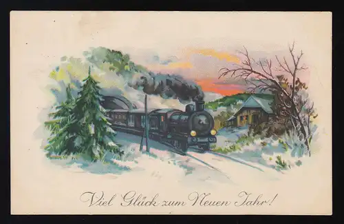 AK EAS 5177 Dampfeisenbahn Schnee viel Glück neues Jahr, Barmstedt 31.12.1926