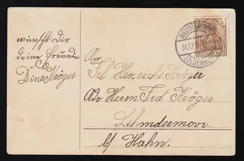 AK Dampfeisenbahn fährt ein, Mädchen winken mit Kleeblättern Neusüdende 31.12.12