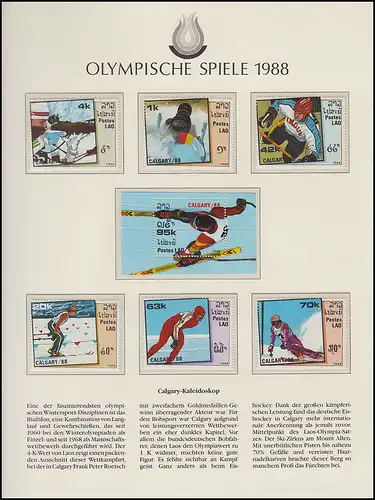 Jeux olympiques 1988 Calgary - Laos, 1 bloc + ensemble, Ski Bob Hockey **
