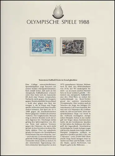 Olympische Spiele 1988 Seoul - Tunesien, 1 Satz, Sport, Fußball, Laufen **