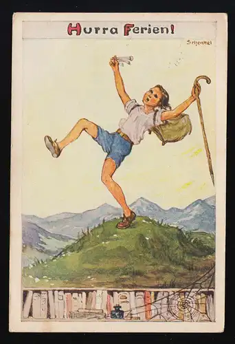 Hurra Ferien! AK 728 Franziska Schenkel, Verlag für Volkskunst Richard Reutel 