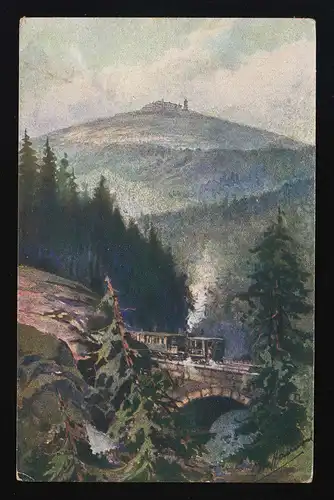 Brocken Bahn, Schmalspur, Hotel, Dampflokomotive, signiert, BROCKEN 20.7.1925