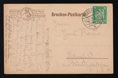 Bahn Brocken, Smallspur, Hôtel, Locomotive à vapeur, Signé, BROCKEN 20.7.1925