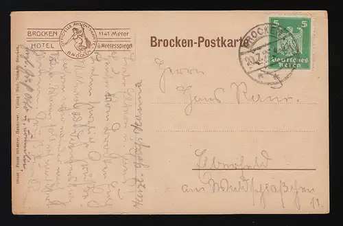 Brocken Bahn, Schmalspur, Hotel, Dampflokomotive, signiert, BROCKEN 20.7.1925