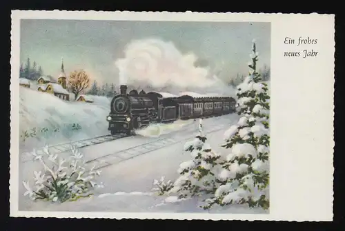 AK AFKH 3995, Dampf Eisenbahn Schnee Winter, Ein Frohes neues Jahr, ungebraucht