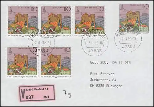 USo 5 AIIY mit passender Zusatzfrankatur 1978 auf Wert-FDC Krefeld 2.11.98