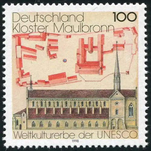 1966I Patrimoine mondial de l'UNESCO Maulbronn avec PLF I tache dans le Bogen S, champ 4, **