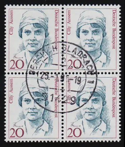 1365 Frauen 20 Pf Viererblock Tages-O