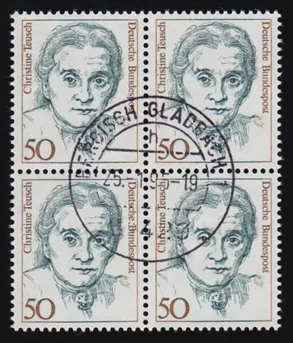1304 Frauen 50 Pf Viererblock Tages-O