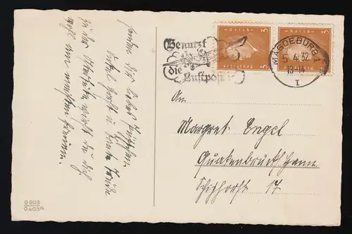 AK Enfants N° 0203 G Filles robe et bonnet bleu sac scolaire Magdeburg 5.4.1932