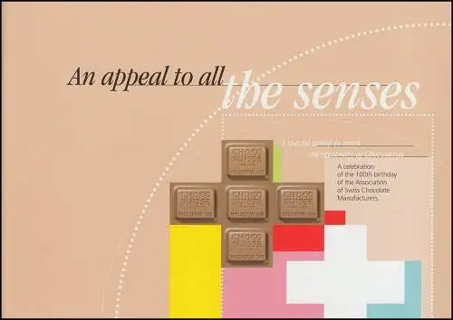 Schweiz PTT-Edition Schokoladenfabrikanten 2001, Text englisch, Kleinbogen **