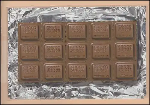 Schweiz PTT-Edition Schokoladenfabrikanten 2001, Text englisch, Kleinbogen **