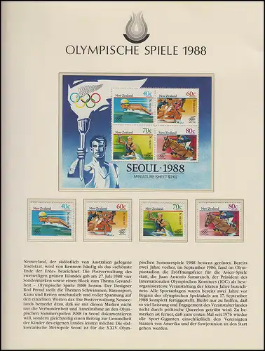 Olympia 1988 Seoul - Neuseeland, Block + Satz, Rod Proud, Schwimmen Laufen **
