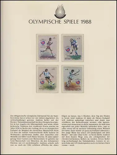 Jeux olympiques 1988 Séoul - Argentine, ensemble, hockey, football, tennis **