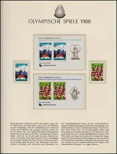 Olympische Spiele 1988 Seoul - Südkorea, 4 Blöcke + Satz, Coubertin Olympia **
