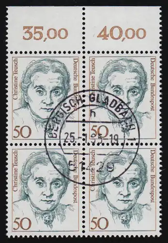 1304 Frauen 50 Pf OR-Viererbl. Tages-O