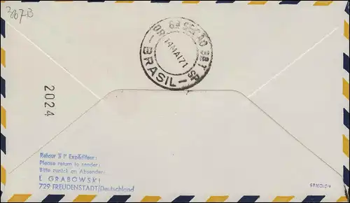 Premières liaisons aériennes Lufthansa LH 508 Munich/ Sao Paulo 13.5./14.5.1971