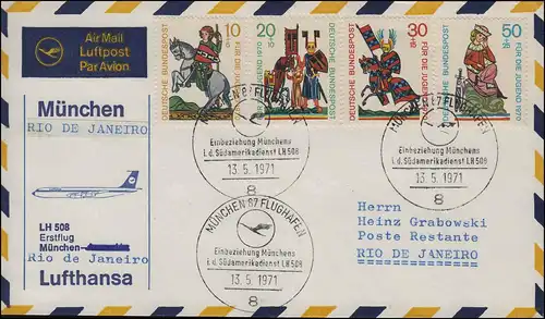Premières liaisons aériennes Lufthansa LH 508 Munich/ Rio de Janeiro 13.5./14.5.1971