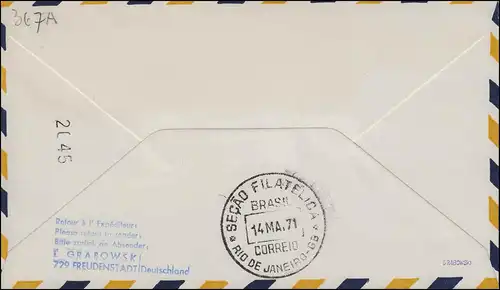 Premières liaisons aériennes Lufthansa LH 508 Munich/ Rio de Janeiro 13.5./14.5.1971