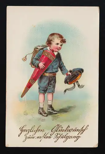 EAS Foto AK 16970 Junge Matrosenanzug Schultüte, Schulgang, Grosspostwitz 1.5.16