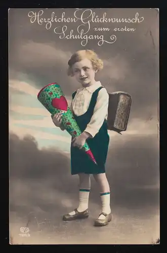 EAS Foto AK 7325/2 blondes Mädchen Herz Schultüte, Niederoderwitz 20.4.7